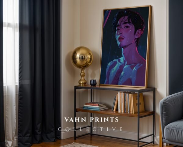 Male Nude Gesture Line Drawing Wall Art Minimal Style