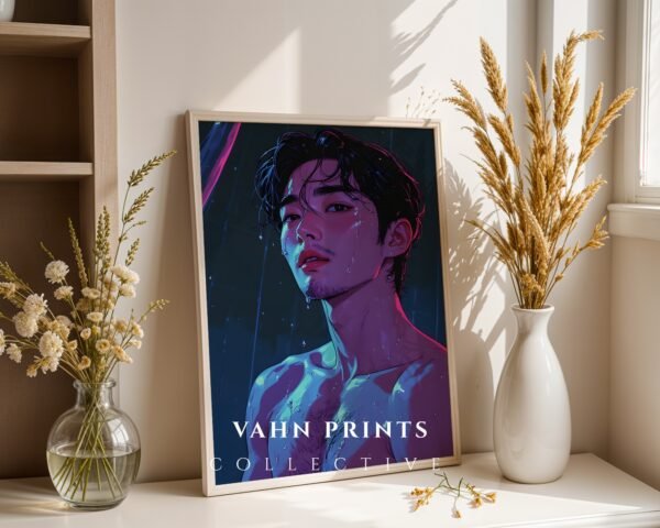 Male Nude Gesture Line Drawing Wall Art Minimal Style