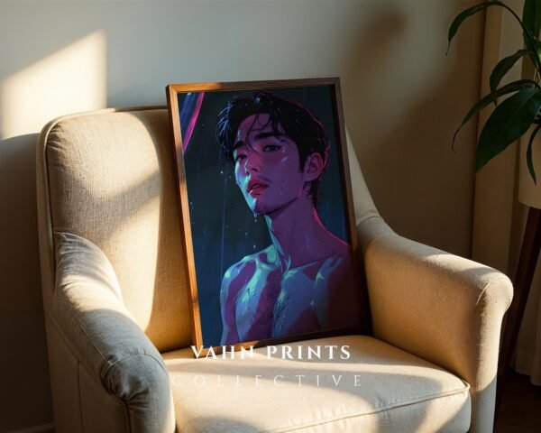 Male Nude Gesture Line Drawing Wall Art Minimal Style