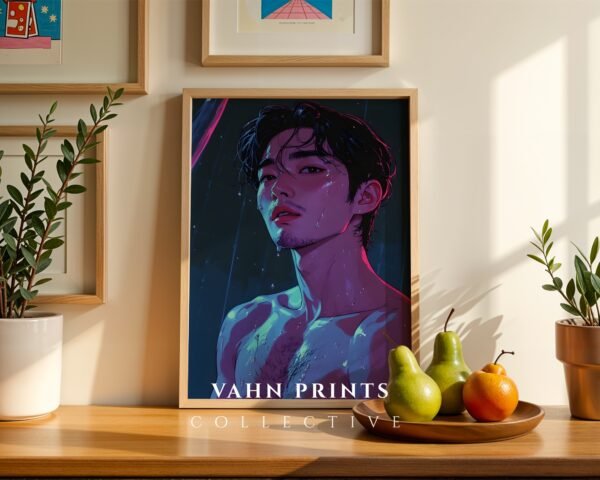 Male Nude Gesture Line Drawing Wall Art Minimal Style