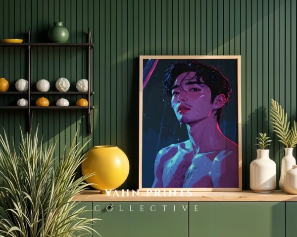 Male Nude Gesture Line Drawing Wall Art Minimal Style