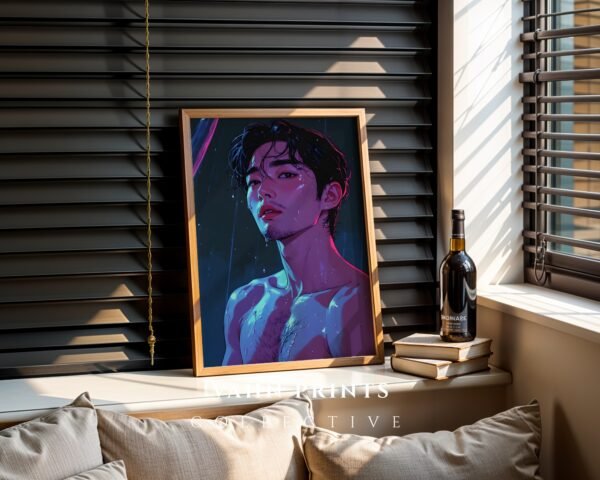 Male Nude Gesture Line Drawing Wall Art Minimal Style