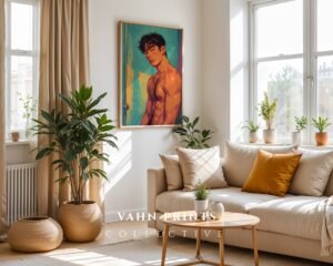 Minimal Nude Male Figure Art Print Modern Decor