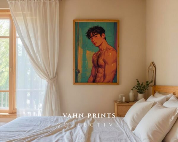 Minimal Nude Male Figure Art Print Modern Decor