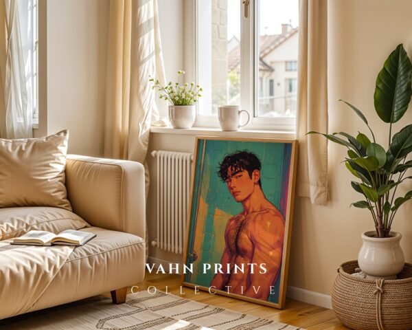 Minimal Nude Male Figure Art Print Modern Decor