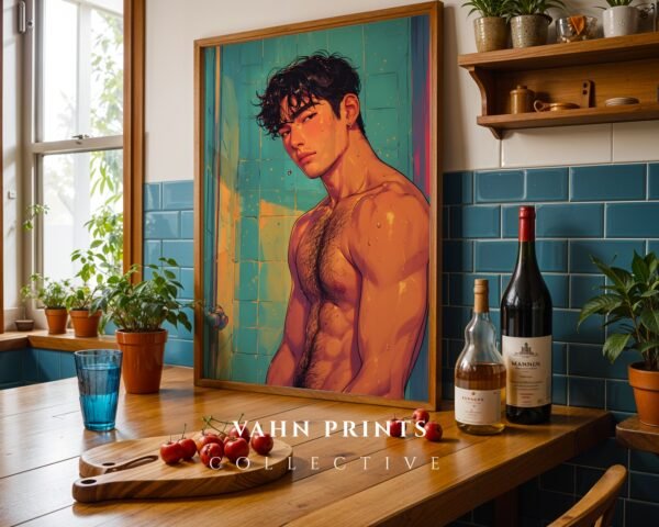 Minimal Nude Male Figure Art Print Modern Decor