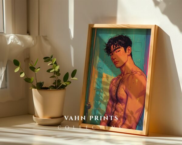 Minimal Nude Male Figure Art Print Modern Decor