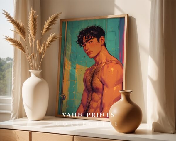 Minimal Nude Male Figure Art Print Modern Decor