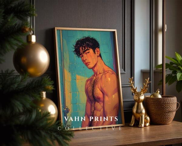 Minimal Nude Male Figure Art Print Modern Decor