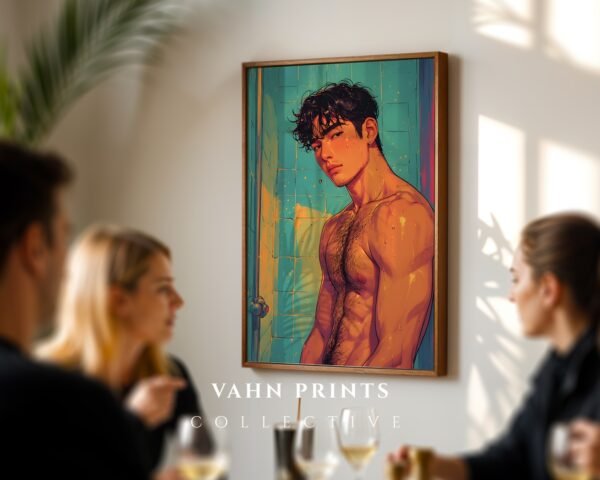 Minimal Nude Male Figure Art Print Modern Decor