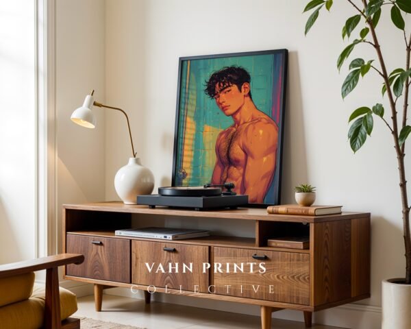 Minimal Nude Male Figure Art Print Modern Decor