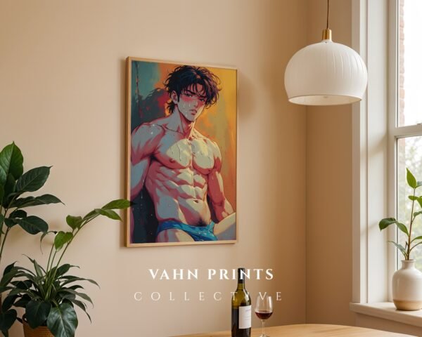 Elegant Nude Male Illustration Wall Art Line Drawing