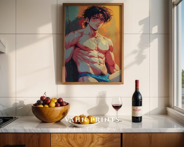 Elegant Nude Male Illustration Wall Art Line Drawing