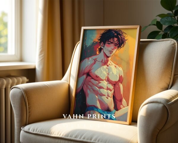 Elegant Nude Male Illustration Wall Art Line Drawing