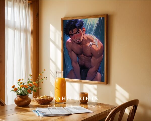 Male Nude Figure Line Art Print Clean Minimal Design