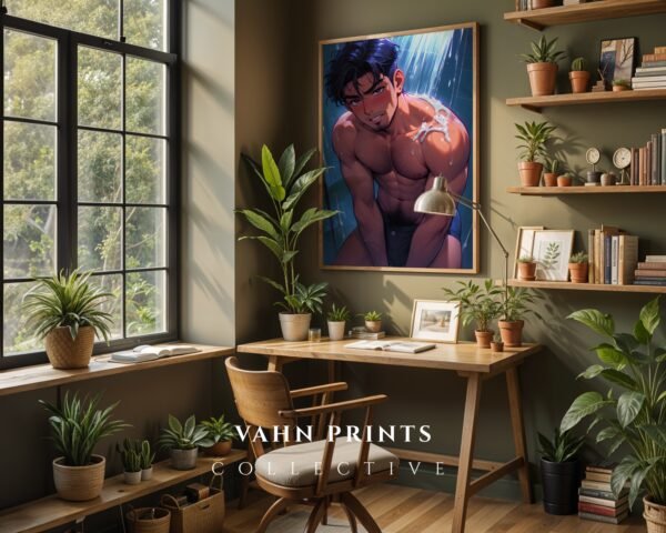 Male Nude Figure Line Art Print Clean Minimal Design