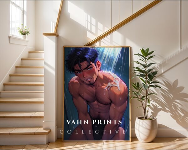 Male Nude Figure Line Art Print Clean Minimal Design