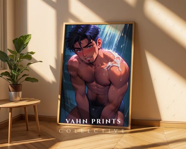 Male Nude Figure Line Art Print Clean Minimal Design