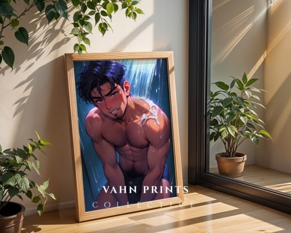 Male Nude Figure Line Art Print Clean Minimal Design