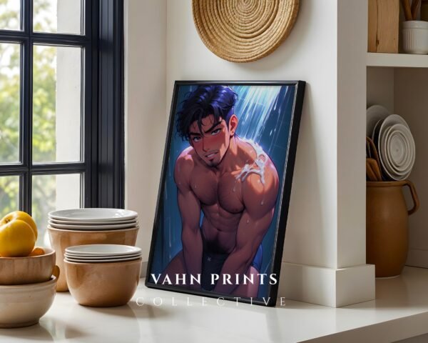 Male Nude Figure Line Art Print Clean Minimal Design