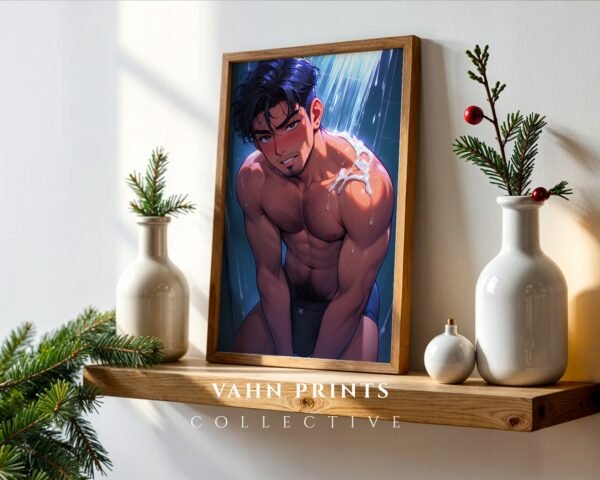 Male Nude Figure Line Art Print Clean Minimal Design