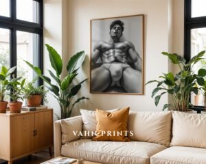 Modern Nude Male Body Wall Art Artistic Sketch