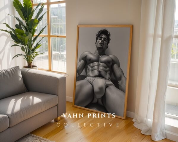V18c_m3 Modern Nude Male Body Wall Art Artistic Sketch