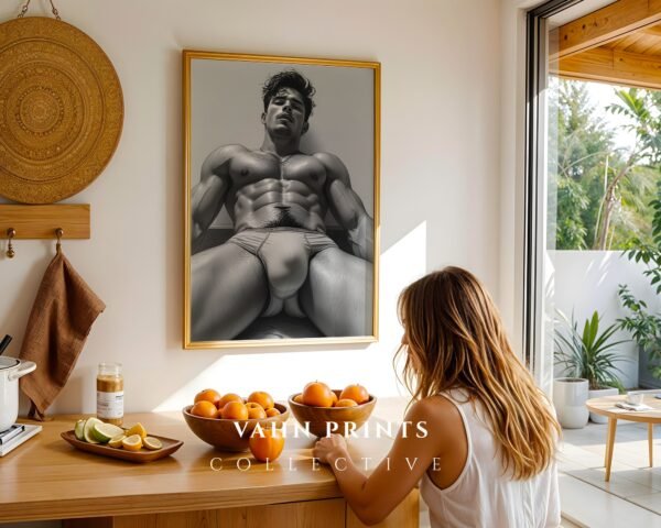 V18c_m6 Modern Nude Male Body Wall Art Artistic Sketch