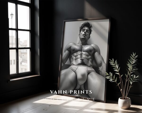 V18c_m8 Modern Nude Male Body Wall Art Artistic Sketch