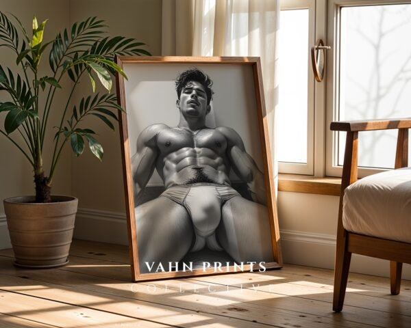 V18c_m9 Modern Nude Male Body Wall Art Artistic Sketch