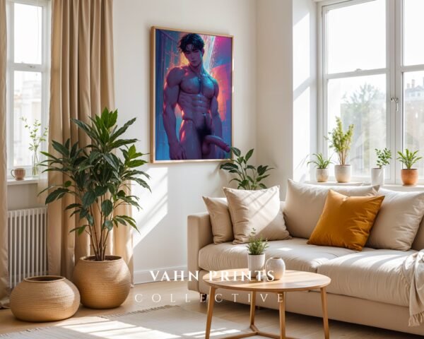 Minimalist Nude Male Contour Art Wall Print