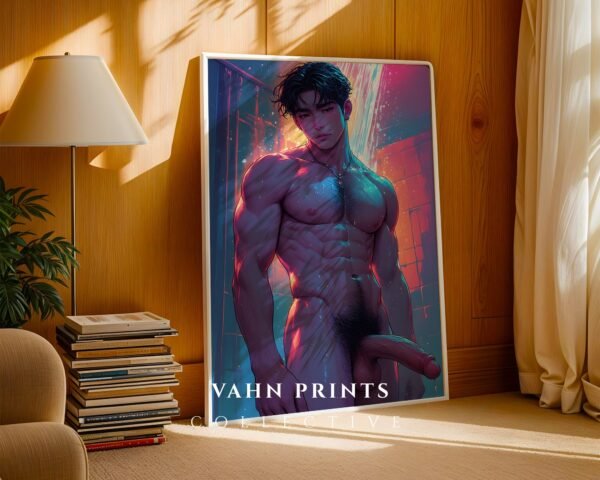 Minimalist Nude Male Contour Art Wall Print