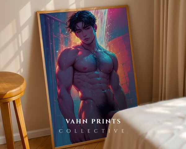 Minimalist Nude Male Contour Art Wall Print