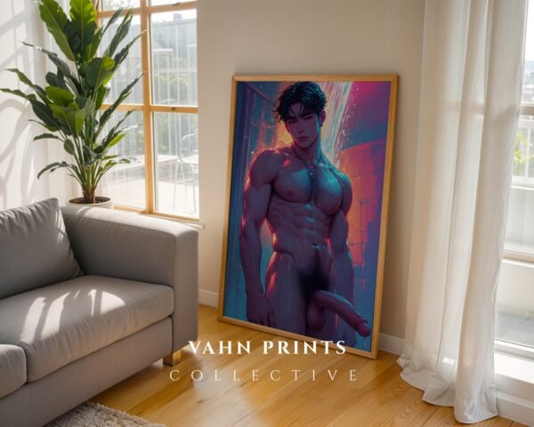 Minimalist Nude Male Contour Art Wall Print
