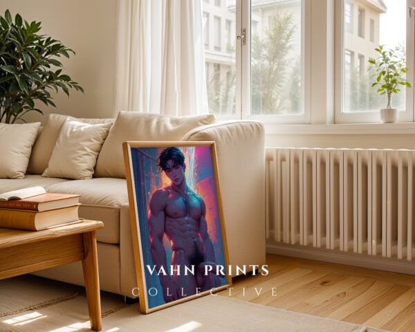 Minimalist Nude Male Contour Art Wall Print
