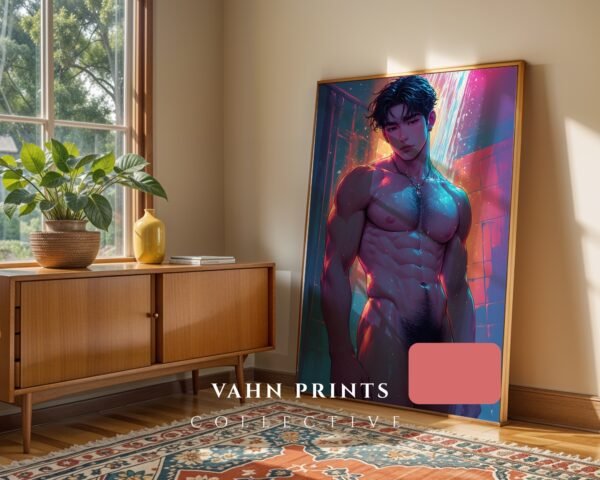 Minimalist Nude Male Contour Art Wall Print