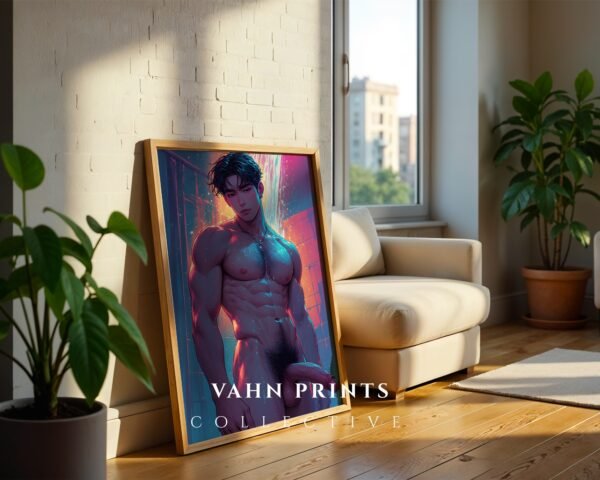 Minimalist Nude Male Contour Art Wall Print