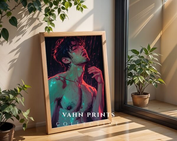 Stylish Nude Male Line Illustration Wall Decor