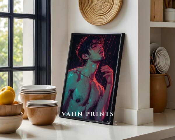 Stylish Nude Male Line Illustration Wall Decor