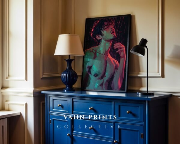 Stylish Nude Male Line Illustration Wall Decor