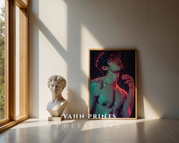 Stylish Nude Male Line Illustration Wall Decor