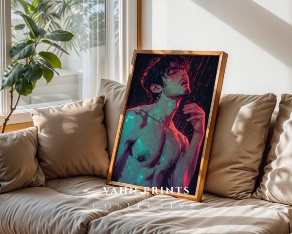 Stylish Nude Male Line Illustration Wall Decor
