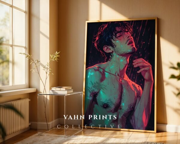 Stylish Nude Male Line Illustration Wall Decor