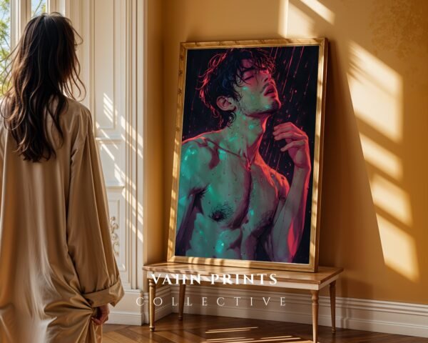 Stylish Nude Male Line Illustration Wall Decor