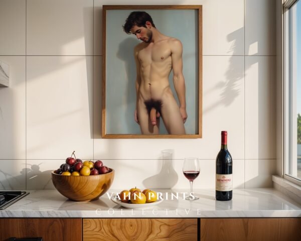 Male Nude Body Study Line Art Modern Wall Print