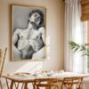 Clean Minimal Nude Male Wall Art Figure Sketch