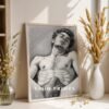 Clean Minimal Nude Male Wall Art Figure Sketch