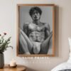 Male Nude Line Drawing Art Print Contemporary Style
