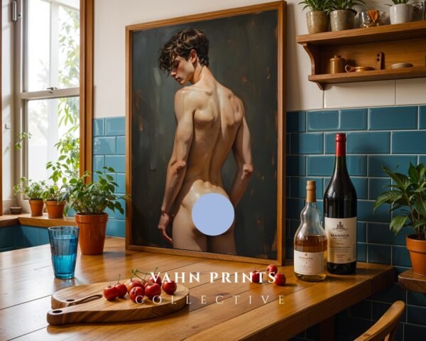 Modern Nude Male Figure Illustration Wall Art