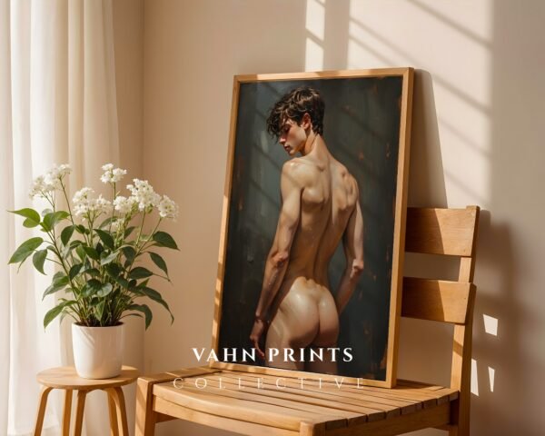 Modern Nude Male Figure Illustration Wall Art